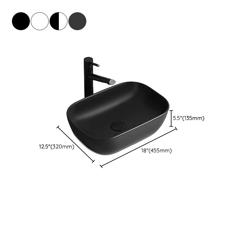 White Modern Sink Washroom Ceramic Rod Handle Faucet Bathroom Sink