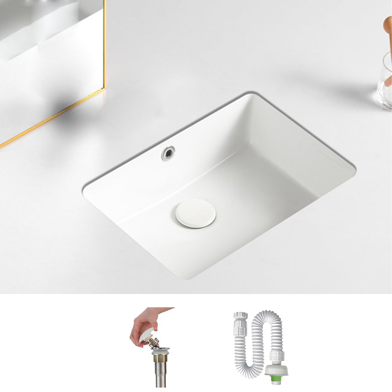 Traditional Undermount Vanity Sink Rectangular with Overflow and Drain Assembly Vessel