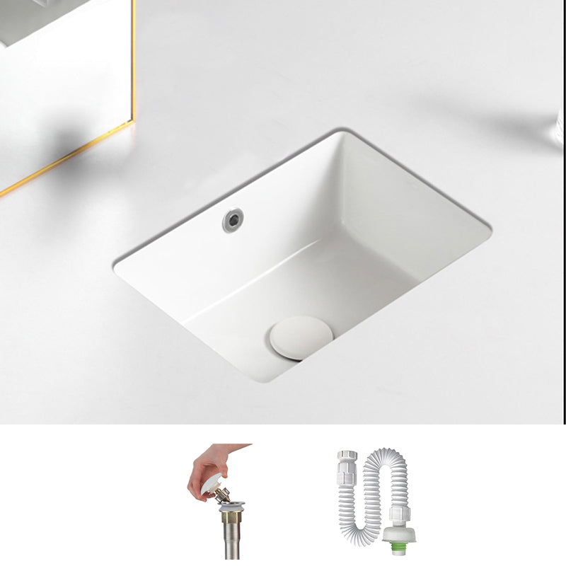 Traditional Undermount Vanity Sink Rectangular with Overflow and Drain Assembly Vessel