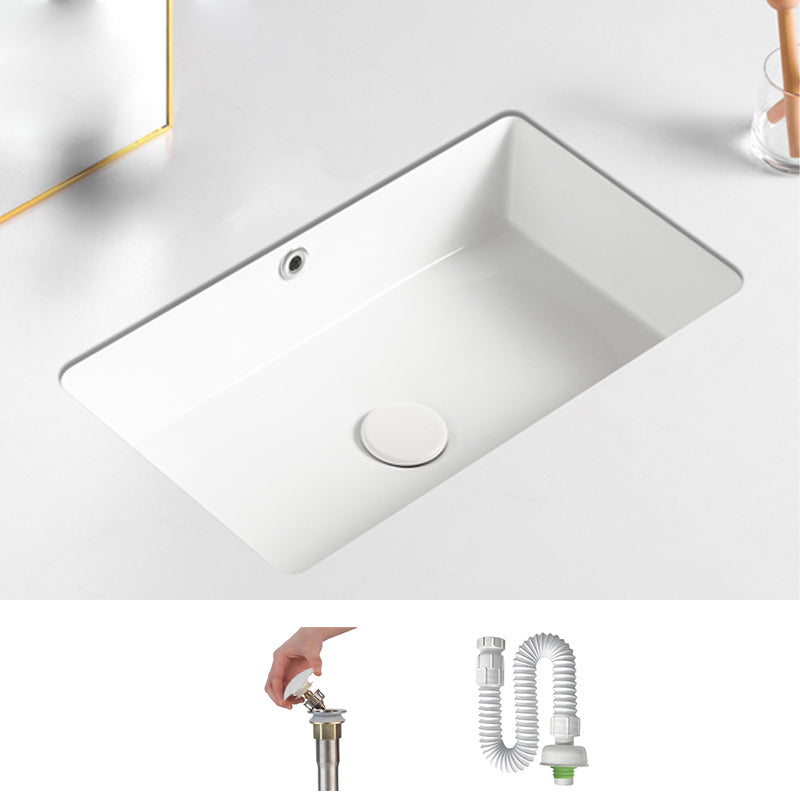 Traditional Undermount Vanity Sink Rectangular with Overflow and Drain Assembly Vessel