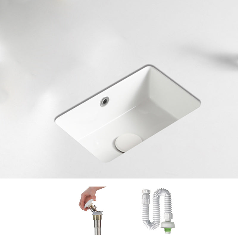 Traditional Undermount Vanity Sink Rectangular with Overflow and Drain Assembly Vessel