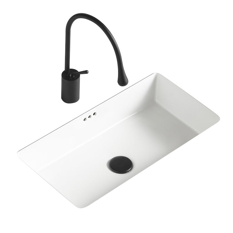 Traditional Undermount Vanity Sink Rectangular with Overflow and Drain Assembly Vessel