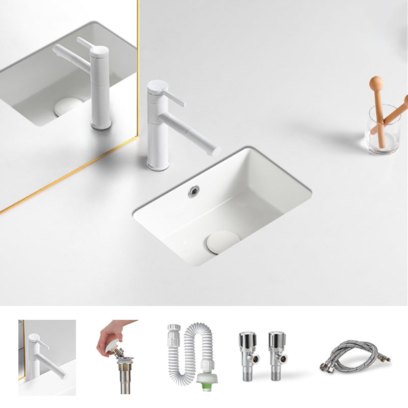 Traditional Undermount Vanity Sink Rectangular with Overflow and Drain Assembly Vessel