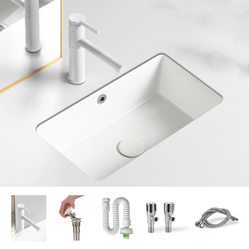 Traditional Undermount Vanity Sink Rectangular with Overflow and Drain Assembly Vessel
