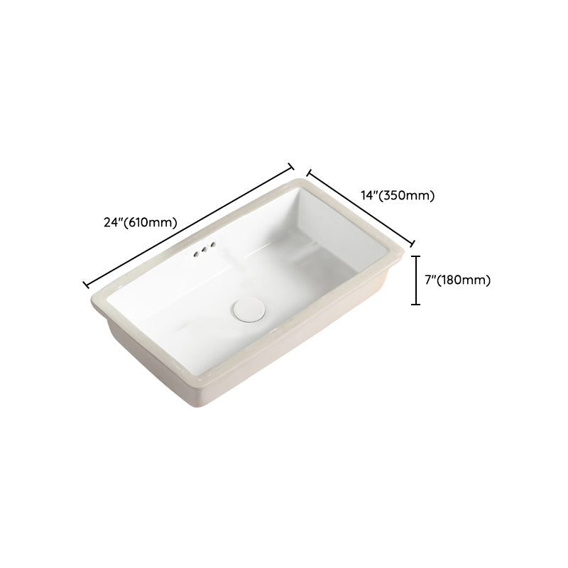 Traditional Undermount Vanity Sink Rectangular with Overflow and Drain Assembly Vessel