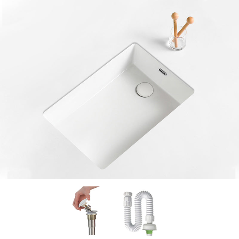 Traditional Undermount Vanity Sink Rectangular Porcelain with Overflow Vessel