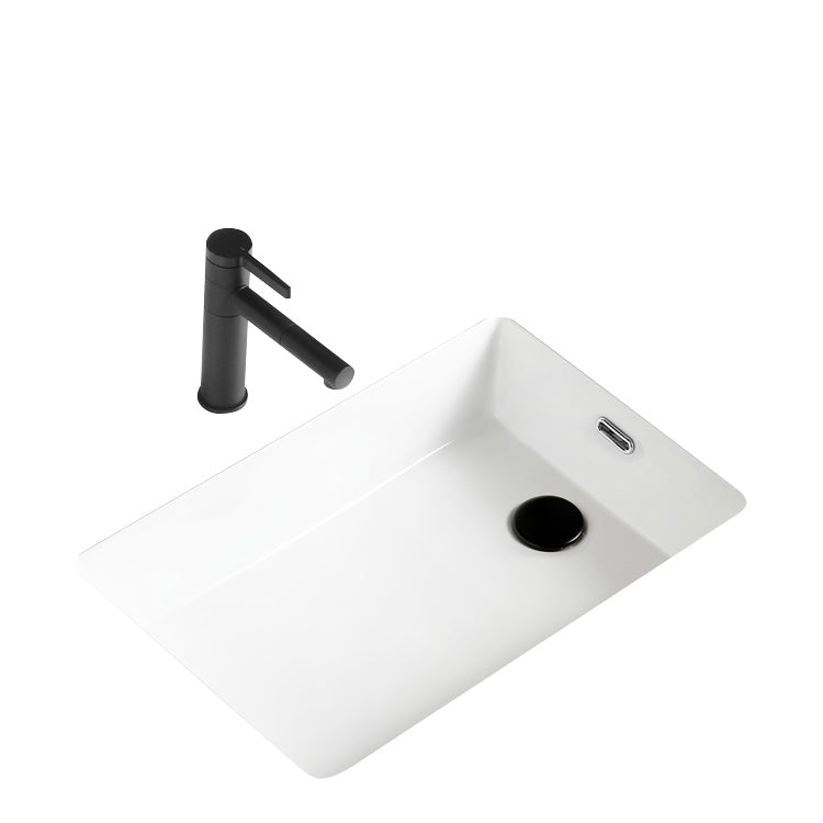Traditional Undermount Vanity Sink Rectangular Porcelain with Overflow Vessel