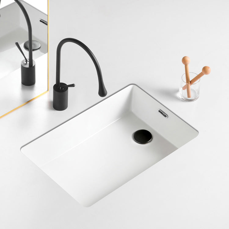Traditional Undermount Vanity Sink Rectangular Porcelain with Overflow Vessel
