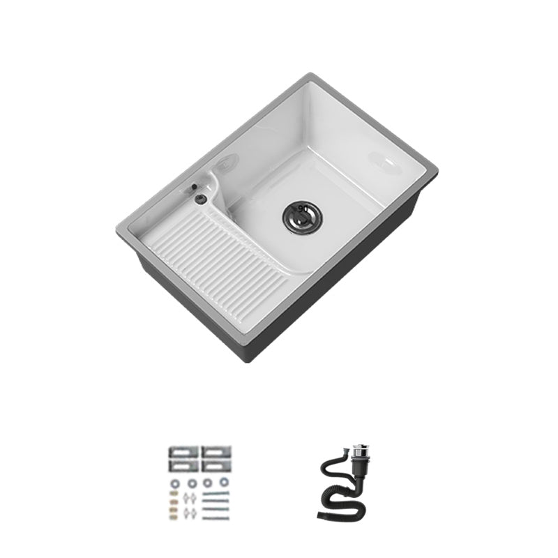 Classic Porcelain Bathroom Sink Rectangular Trough Sink with Washboard