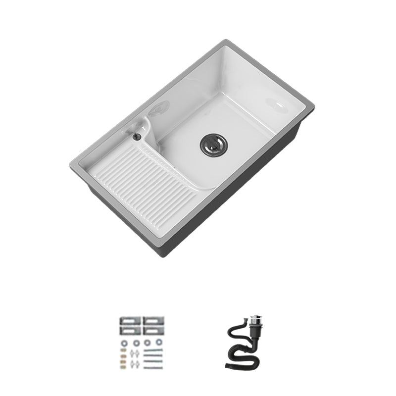 Classic Porcelain Bathroom Sink Rectangular Trough Sink with Washboard