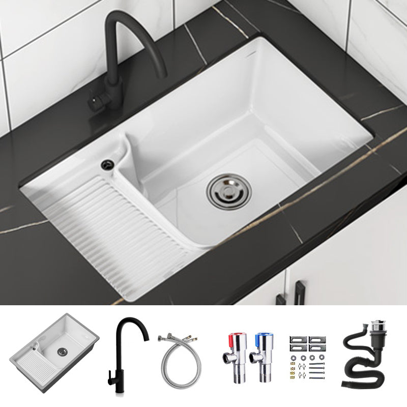 Classic Porcelain Bathroom Sink Rectangular Trough Sink with Washboard