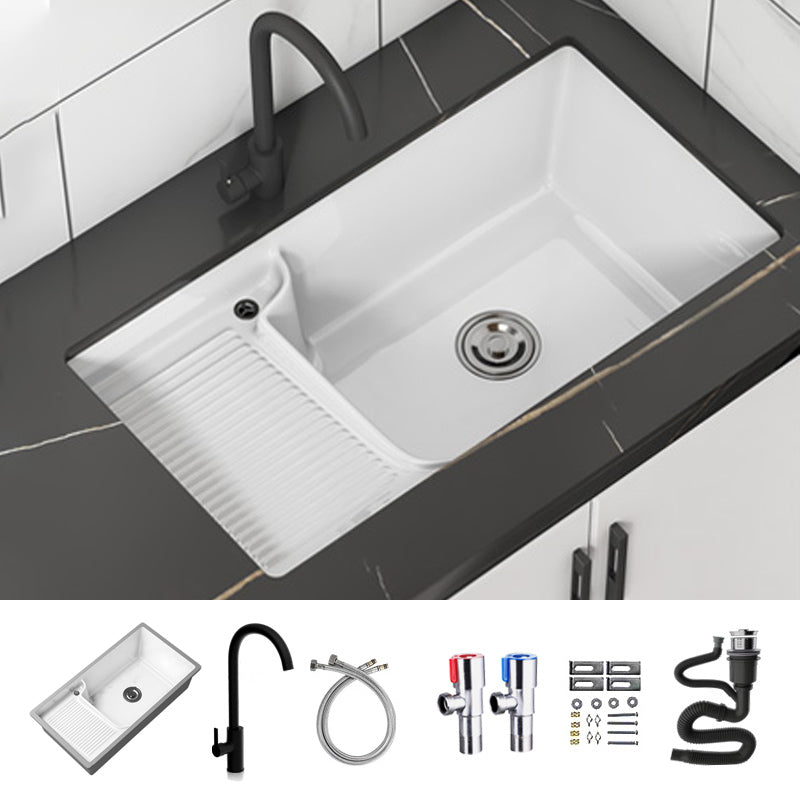Classic Porcelain Bathroom Sink Rectangular Trough Sink with Washboard