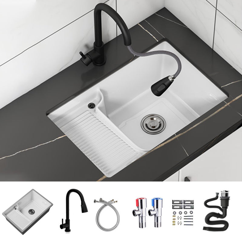 Classic Porcelain Bathroom Sink Rectangular Trough Sink with Washboard