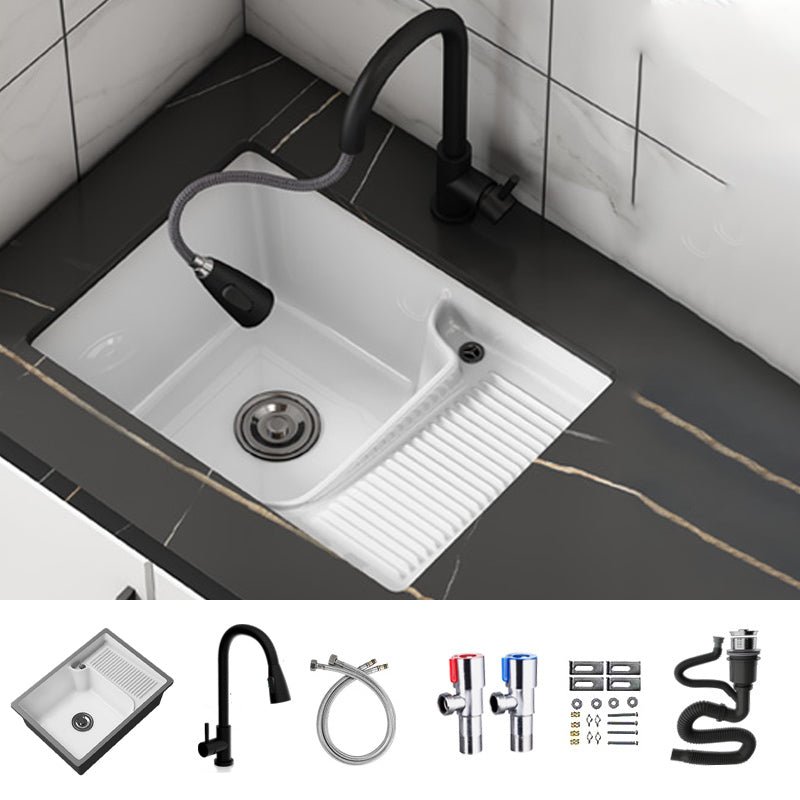 Classic Porcelain Bathroom Sink Rectangular Trough Sink with Washboard