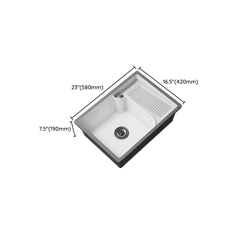 Classic Porcelain Bathroom Sink Rectangular Trough Sink with Washboard