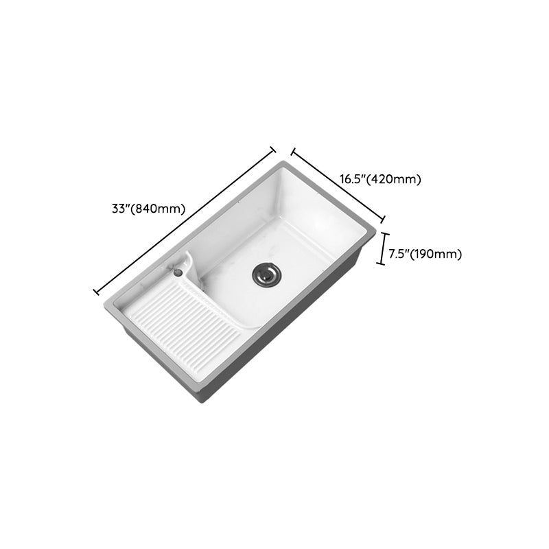 Classic Porcelain Bathroom Sink Rectangular Trough Sink with Washboard