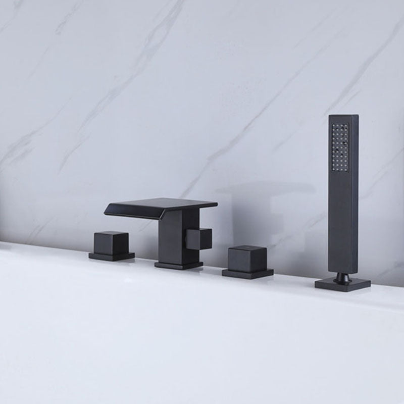 Modern Square Low Arc Faucet with Hand Shower Bathtub Faucet