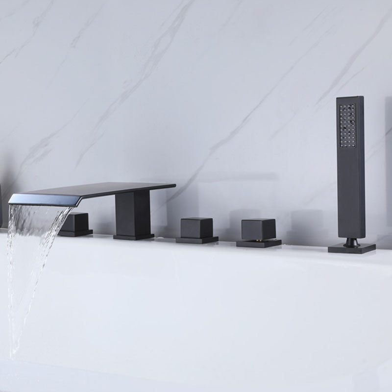 Modern Square Low Arc Faucet with Hand Shower Bathtub Faucet
