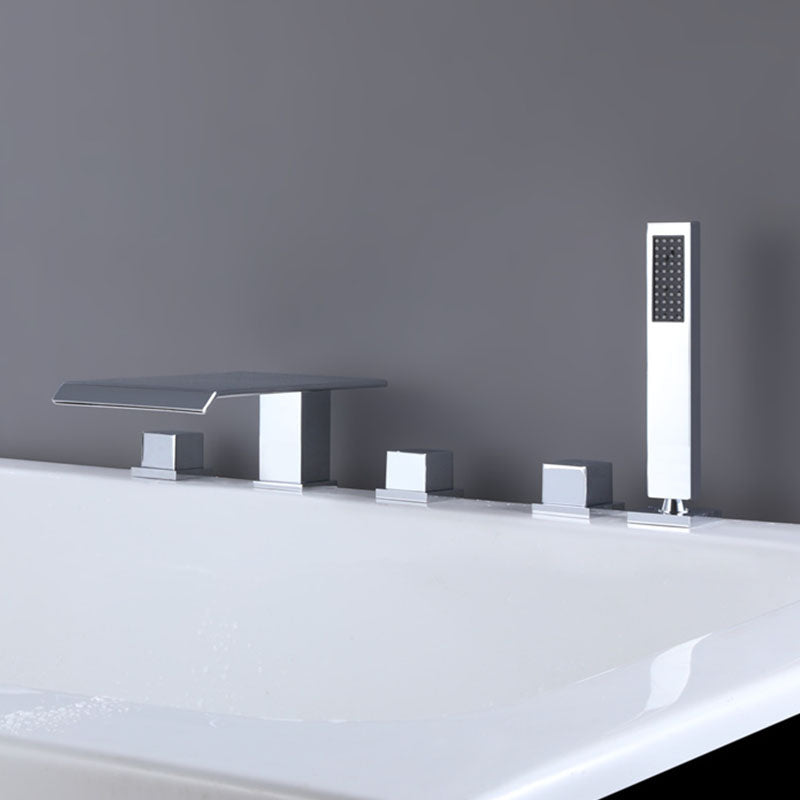 Modern Square Low Arc Faucet with Hand Shower Bathtub Faucet