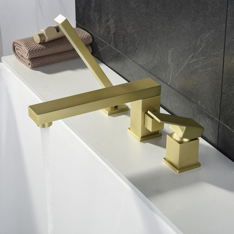 Modern Square Low Arc Faucet with Hand Shower Bathtub Faucet