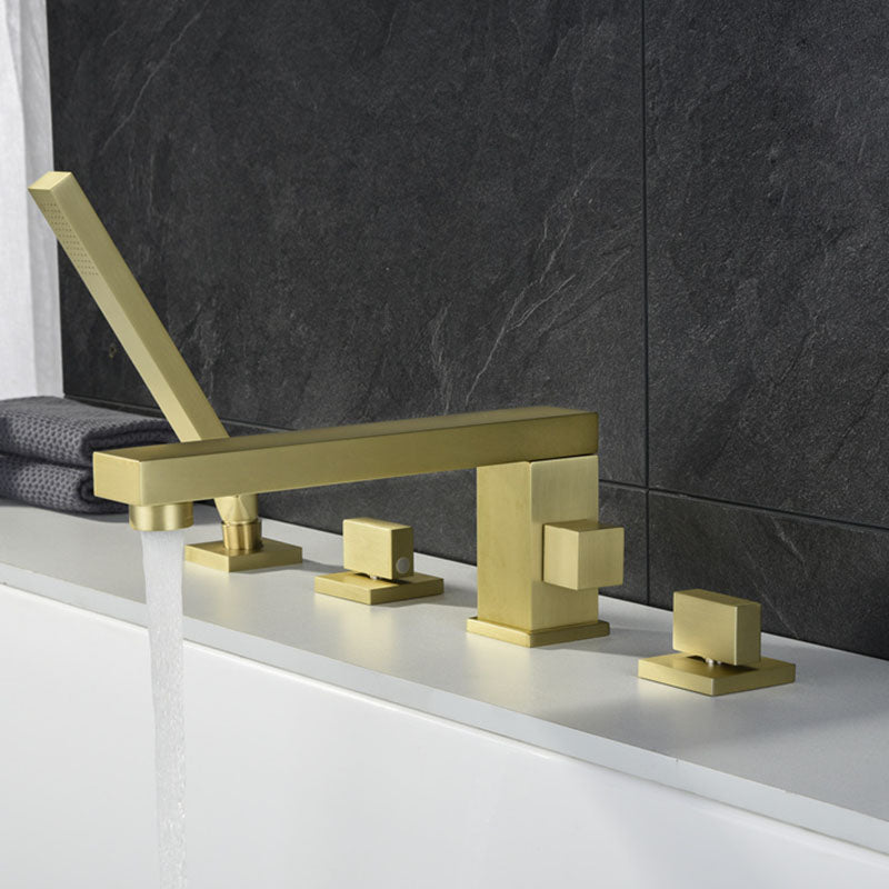 Modern Square Low Arc Faucet with Hand Shower Bathtub Faucet