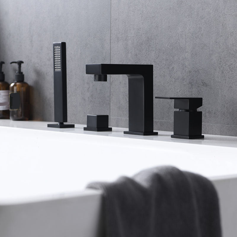 Modern Square Low Arc Faucet with Hand Shower Bathtub Faucet