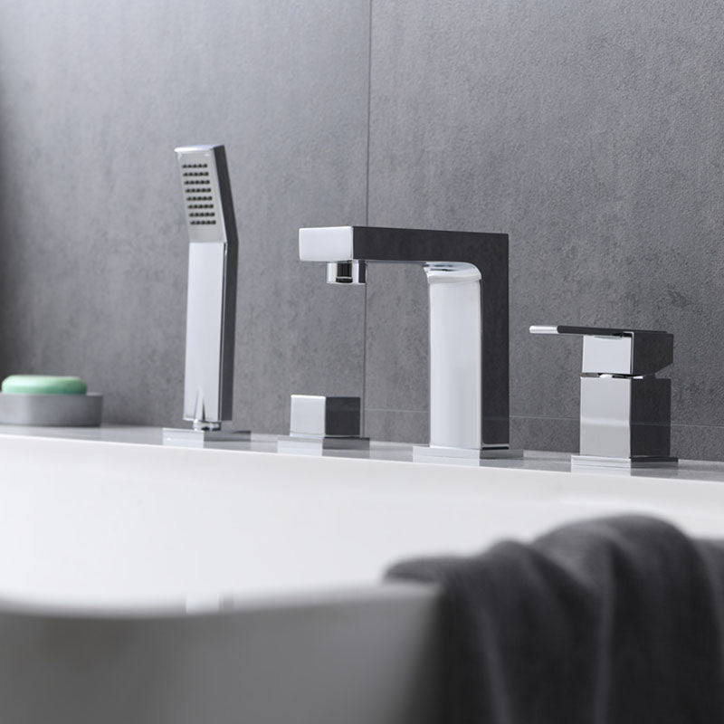 Modern Square Low Arc Faucet with Hand Shower Bathtub Faucet