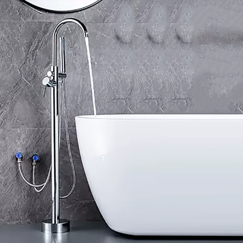 Brass Freestanding Tub Filler with Water Inlet Pipe Floor Mounted Bathroom Faucet