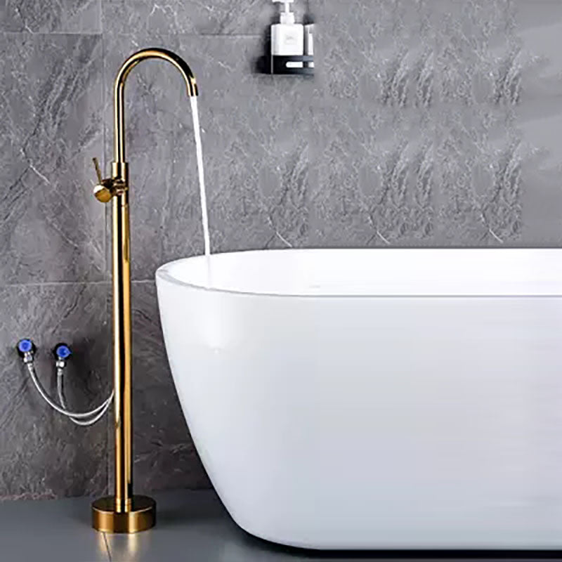 Brass Freestanding Tub Filler with Water Inlet Pipe Floor Mounted Bathroom Faucet