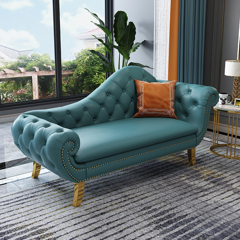 Traditional Leather Accent Chair One Armed Rolled Arms Chaise