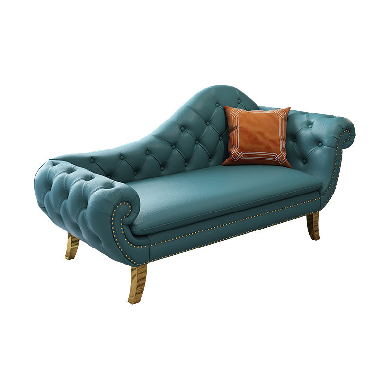 Traditional Leather Accent Chair One Armed Rolled Arms Chaise