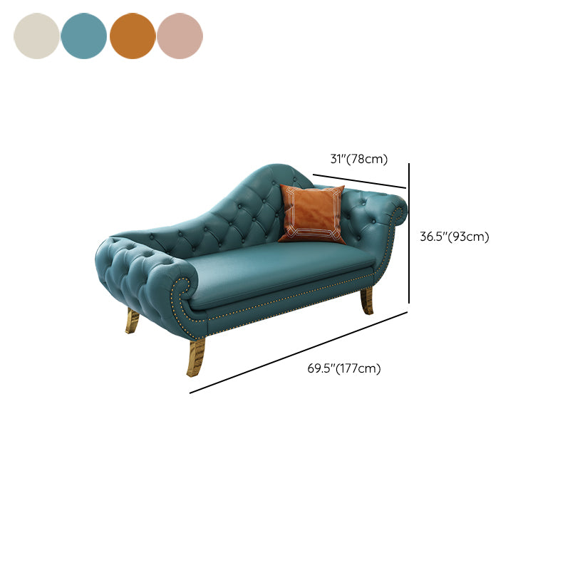 Traditional Leather Accent Chair One Armed Rolled Arms Chaise