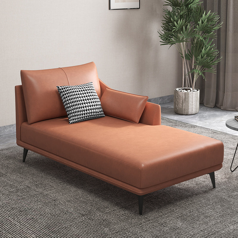 Modern Recessed Arms Chaise One Armed Faux Leather Accent Chair
