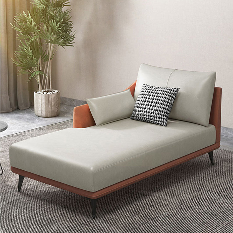 Modern Recessed Arms Chaise One Armed Faux Leather Accent Chair