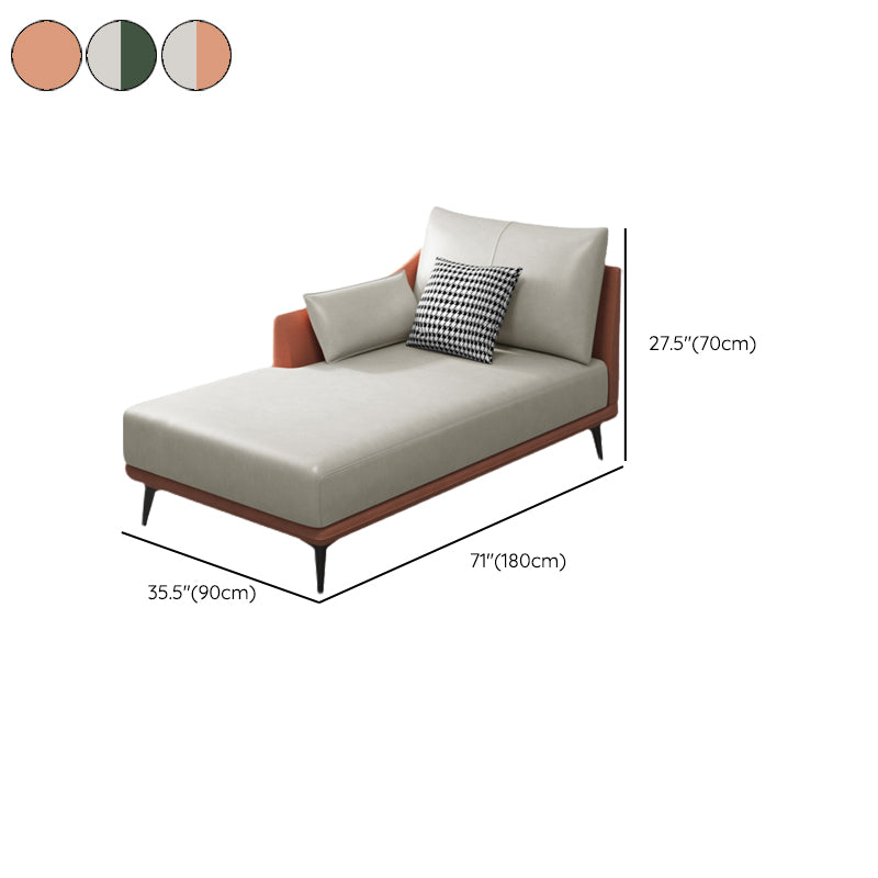 Modern Recessed Arms Chaise One Armed Faux Leather Accent Chair