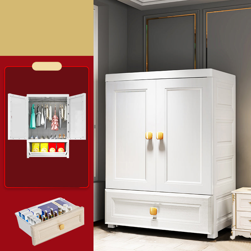 Contemporary Style Wardrobe Armoire Plastic Wardrobe Closet with Drawer and Door