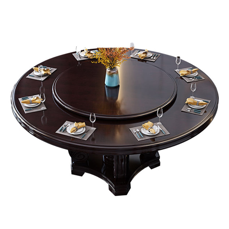 Solid Wood Dining Table Traditional Round Dinner Table for Dining Room