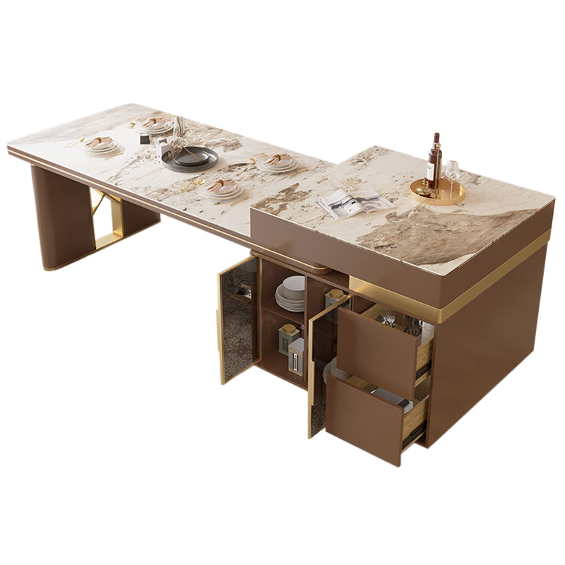 Stone Top Dinette Table with Storage Modern Kitchen Dining Table