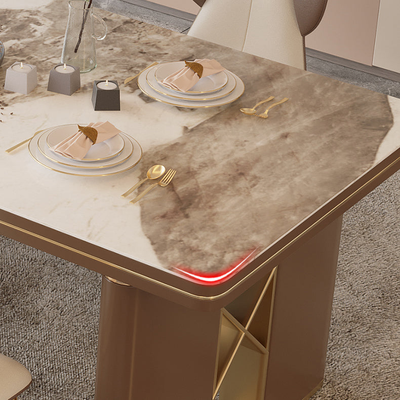 Stone Top Dinette Table with Storage Modern Kitchen Dining Table
