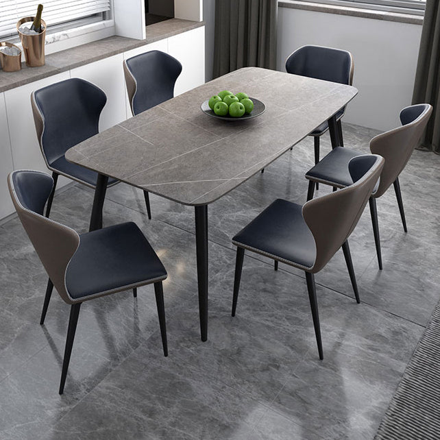 Modern Rectangle Dining Table Grey Sintered Stone Dinner Table for Dining Room