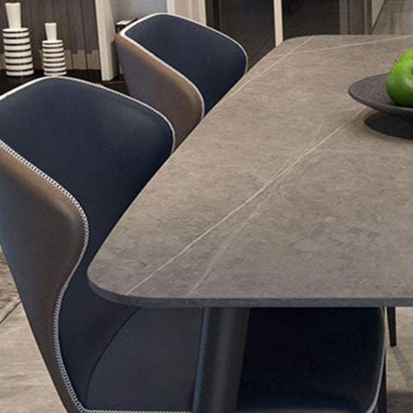 Modern Rectangle Dining Table Grey Sintered Stone Dinner Table for Dining Room