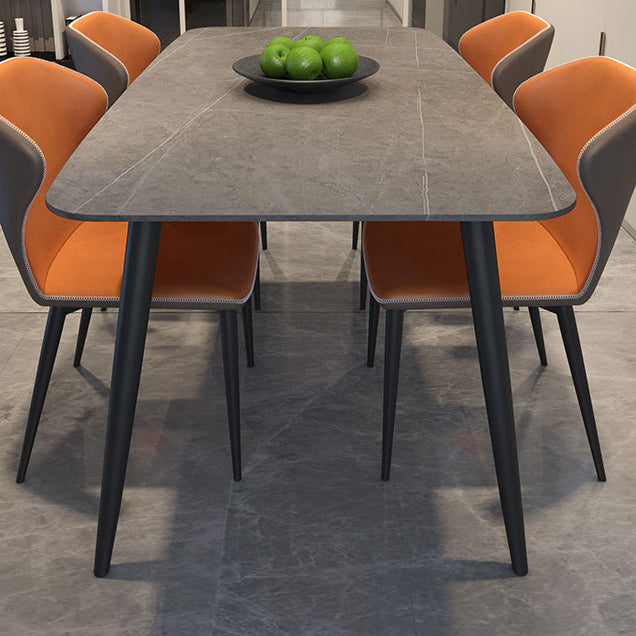 Modern Rectangle Dining Table Grey Sintered Stone Dinner Table for Dining Room