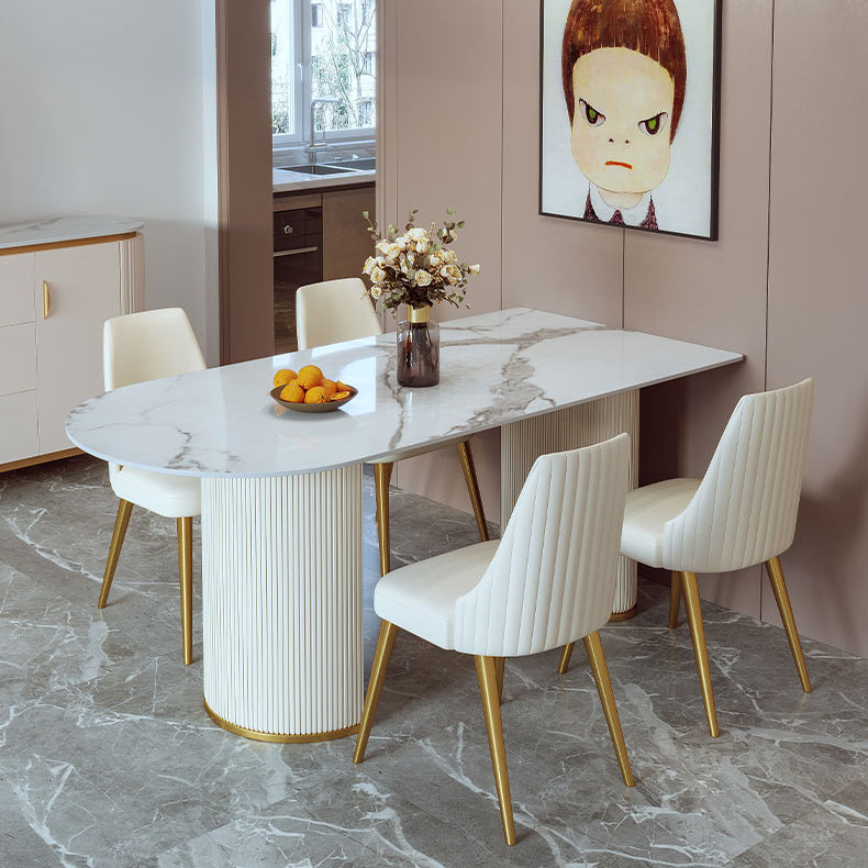 Modern White Dining Table Sintered Stone Dinner Table for Dining Room