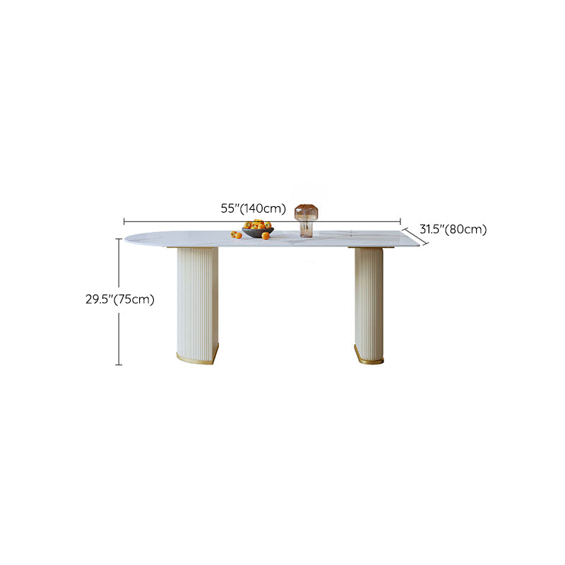 Modern White Dining Table Sintered Stone Dinner Table for Dining Room