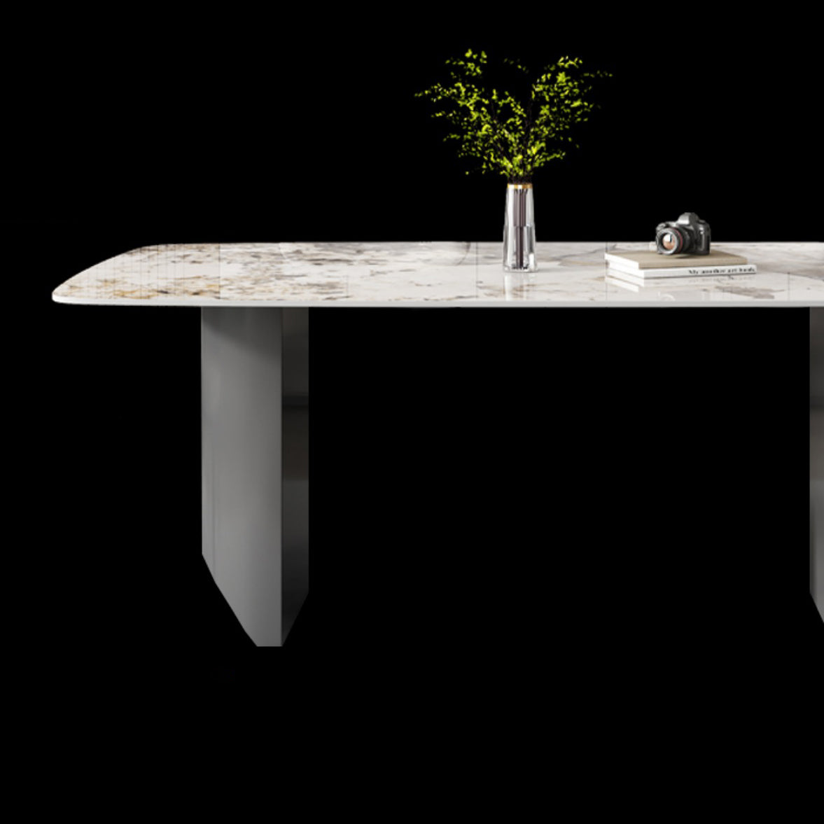 Modern Rectangle Dining Table Stone Top Dinner Table for Dining Room