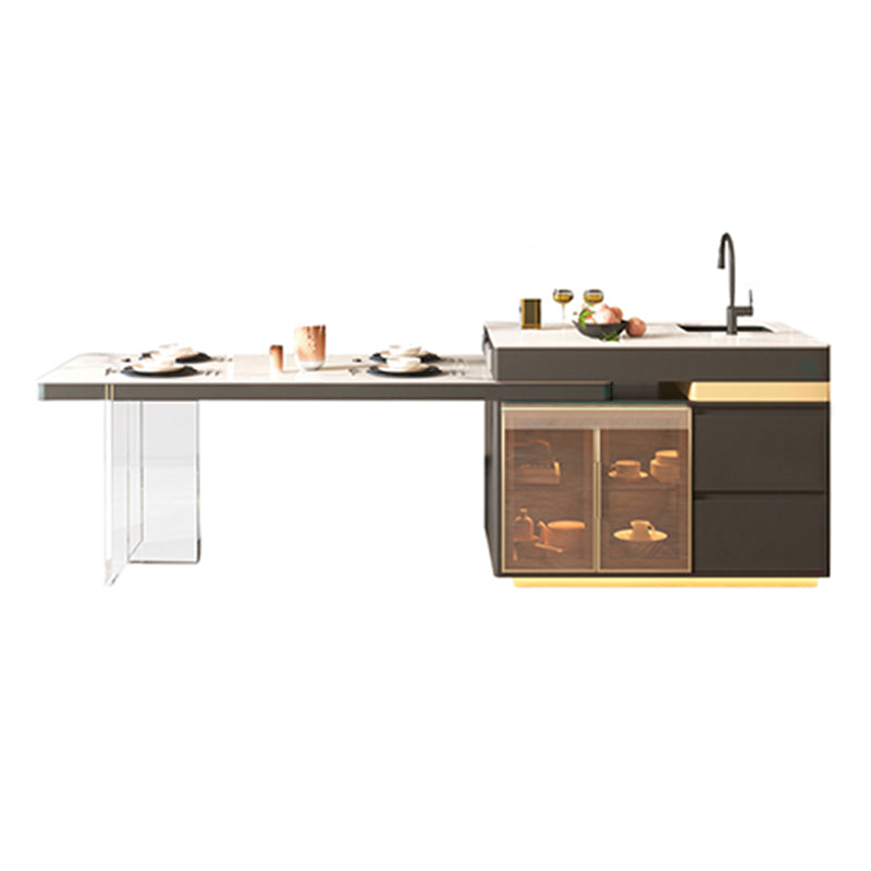 Modern Rectangle Dining Table Sintered Stone Dinner Table with Acrylic Base