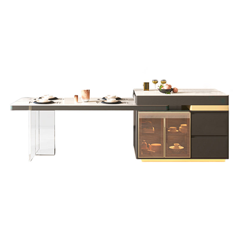 Modern Rectangle Dining Table Sintered Stone Dinner Table with Acrylic Base