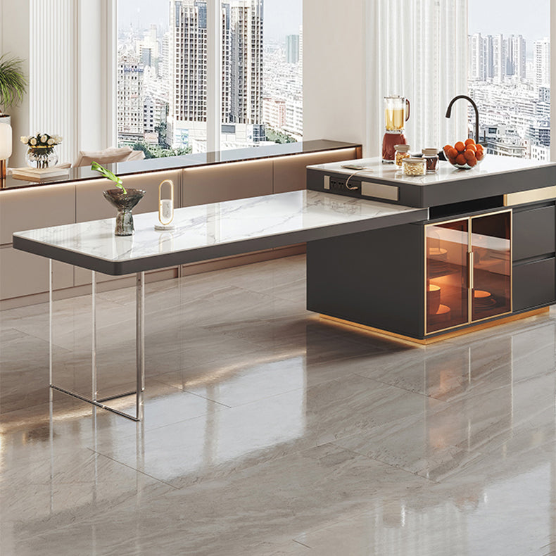 Modern Rectangle Dining Table Sintered Stone Dinner Table with Acrylic Base