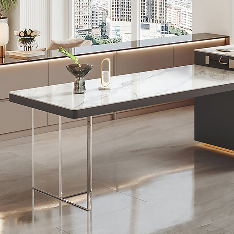 Modern Rectangle Dining Table Sintered Stone Dinner Table with Acrylic Base