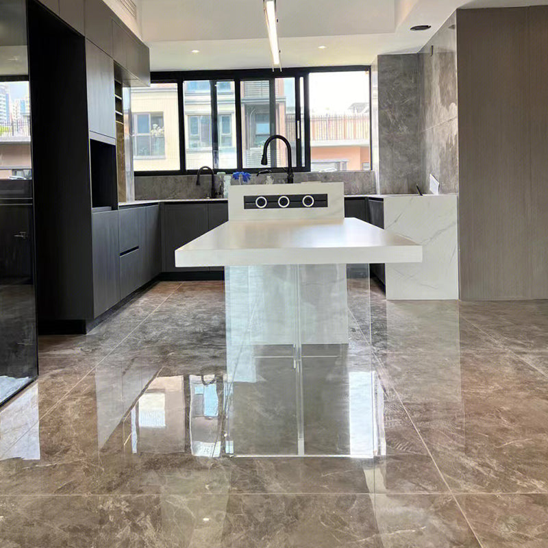 Rectangle Dining Table Sintered Stone Dinner Table with Acrylic Base